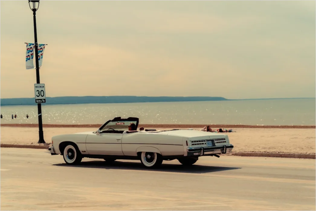 Detail Vintage Convertible Car Top Down Driving Number 20