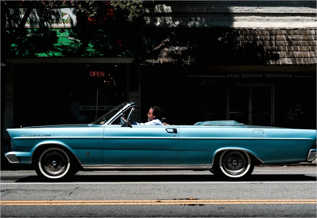 Detail Vintage Convertible Car Top Down Driving Number 6