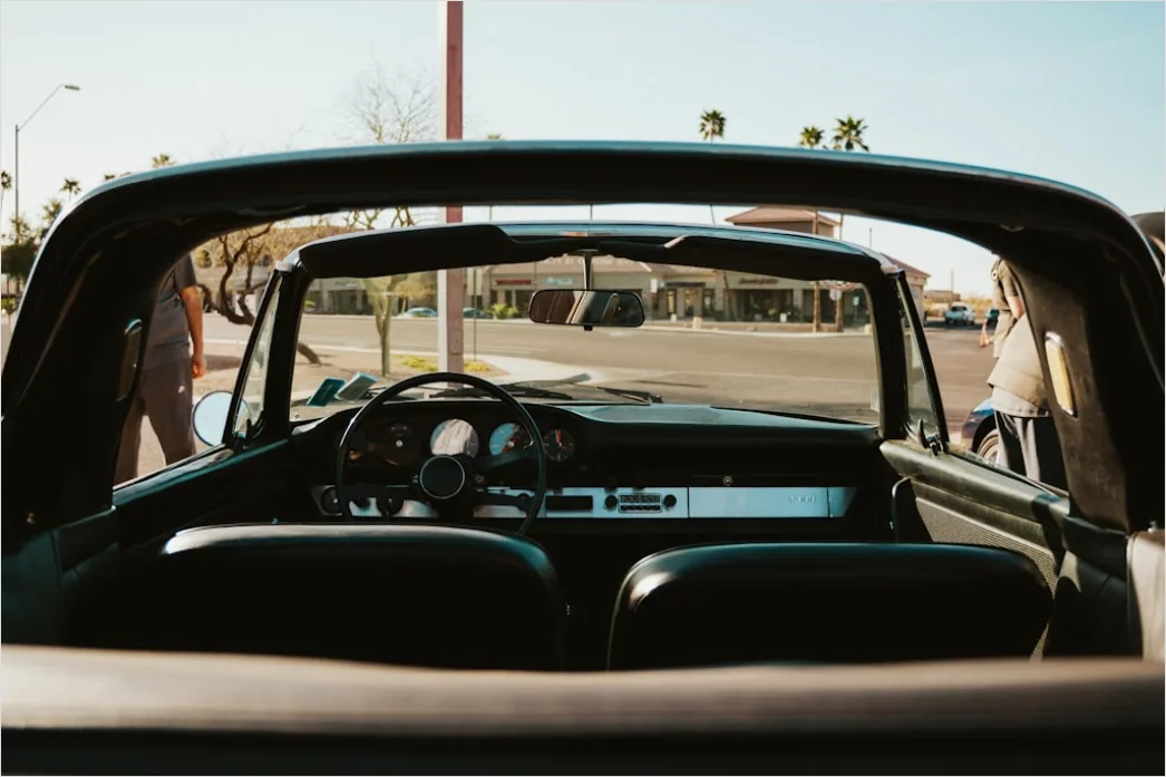 Detail Vintage Convertible Car Top Down Driving Number 7