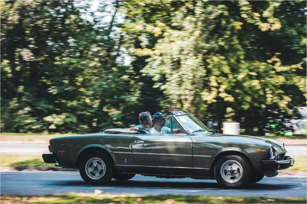 Detail Vintage Convertible Car Top Down Driving Number 9