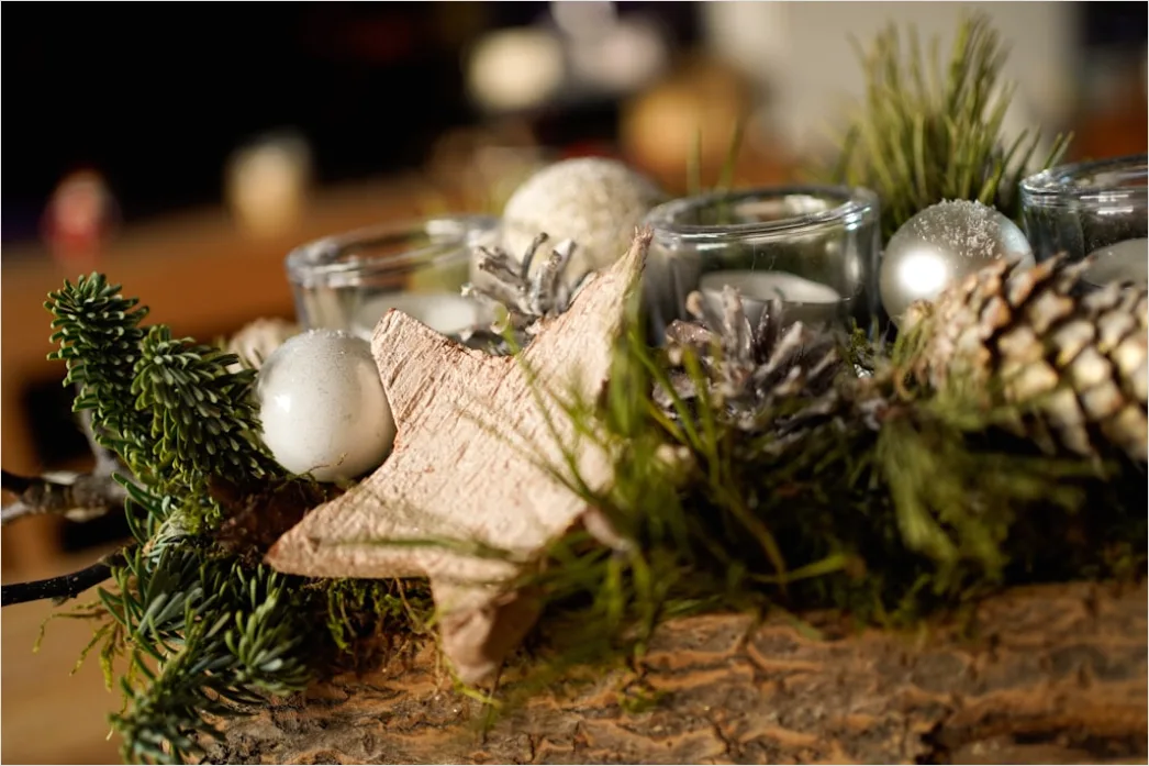 Detail Weihnachten Tischdekoration Elegant Kerzen Tannenzweige Number 12