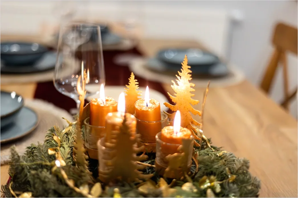 Detail Weihnachten Tischdekoration Elegant Kerzen Tannenzweige Number 18