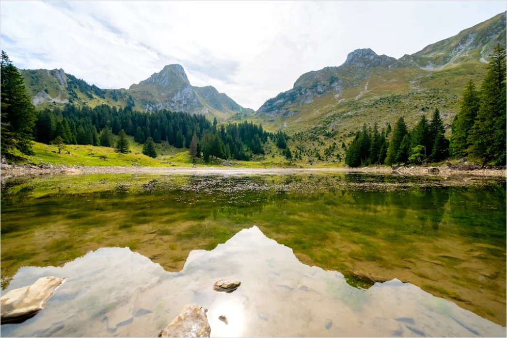 Detail Alpen Spiegelung Bergsee Morgen Number 4
