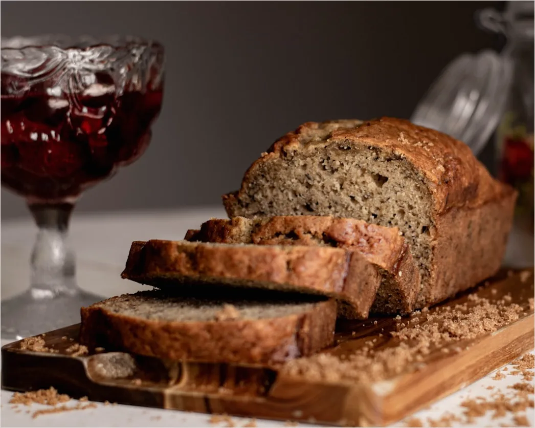Bananenbrot Aufgeschnitten Nahaufnahme Rustikal 399a