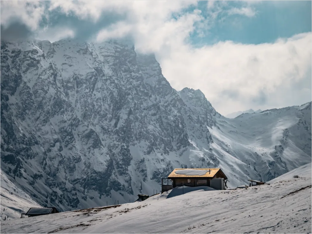 Detail Berghütte Alpen Winter Schnee Stimmung Number 2