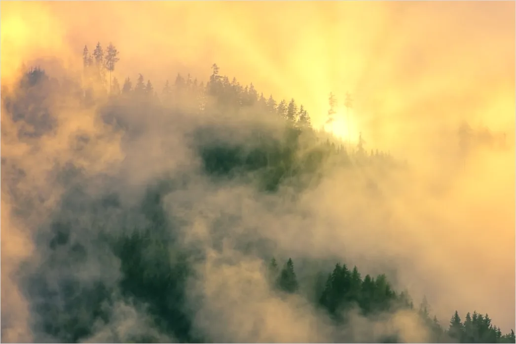 Detail Berglandschaft Sonnenaufgang Nebel Dramatisch Number 16