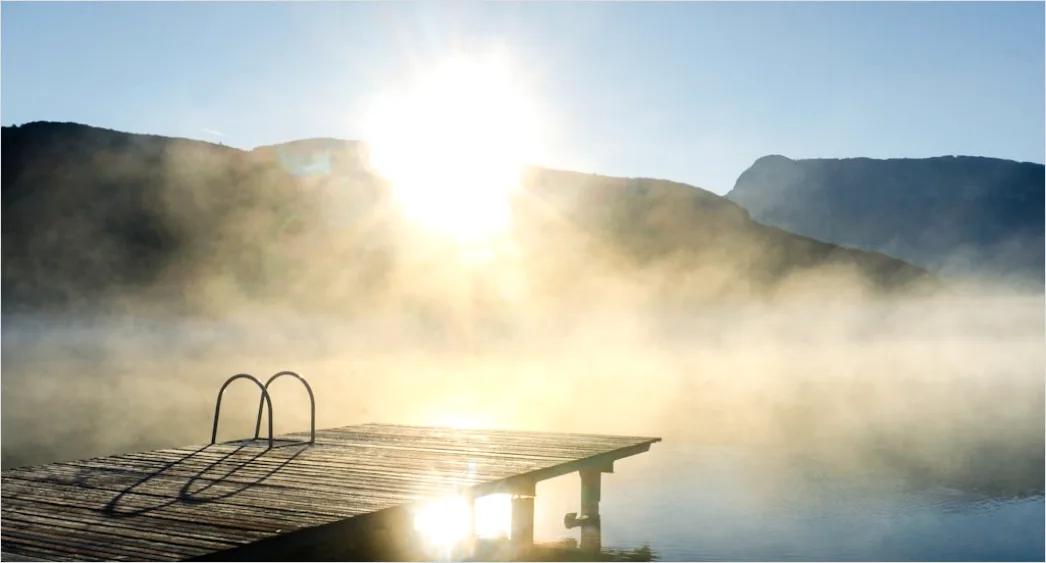Detail Bergsee Spiegelung Morgen Nebel Stille Number 14
