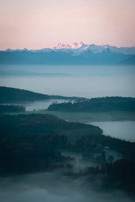 Detail Bergtal Nebel Morgen Stimmungsvoll Number 7