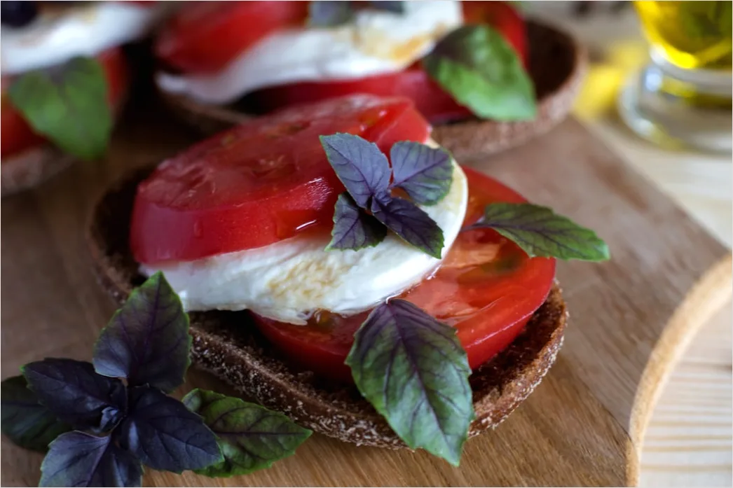 Detail Bruschetta Tomaten Basilikum Nahaufnahme Number 11