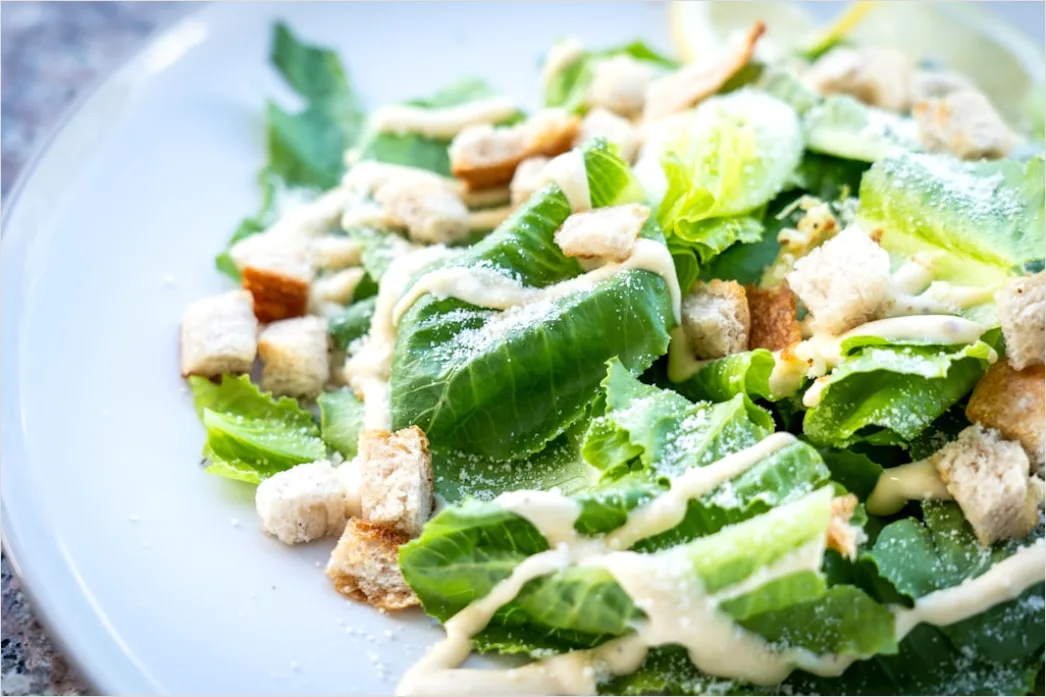 Detail Caesar Salat Teller Nahaufnahme Frisch Number 5