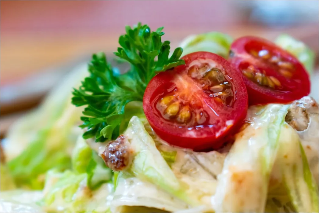 Detail Caesar Salat Teller Nahaufnahme Frisch Number 6