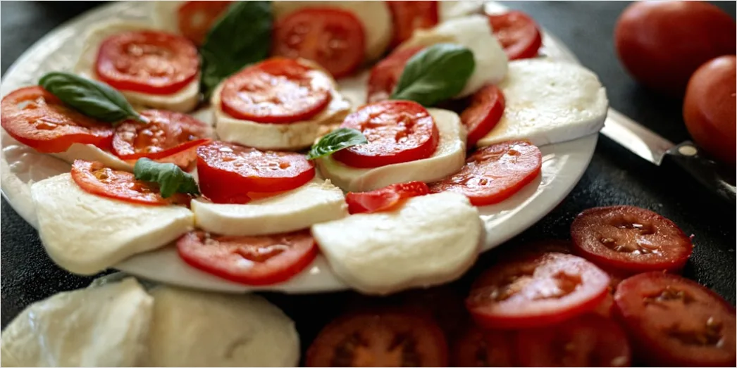 Detail Caprese Salat Mozzarella Tomate Nahaufnahme Number 15