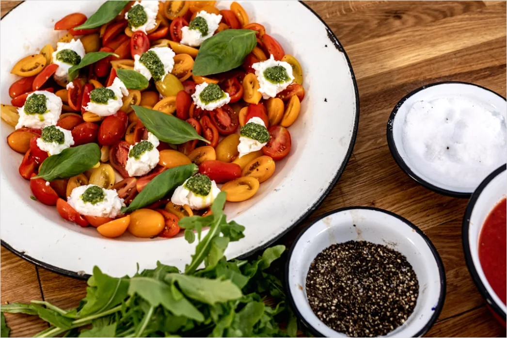 Detail Caprese Salat Mozzarella Tomate Nahaufnahme Number 19