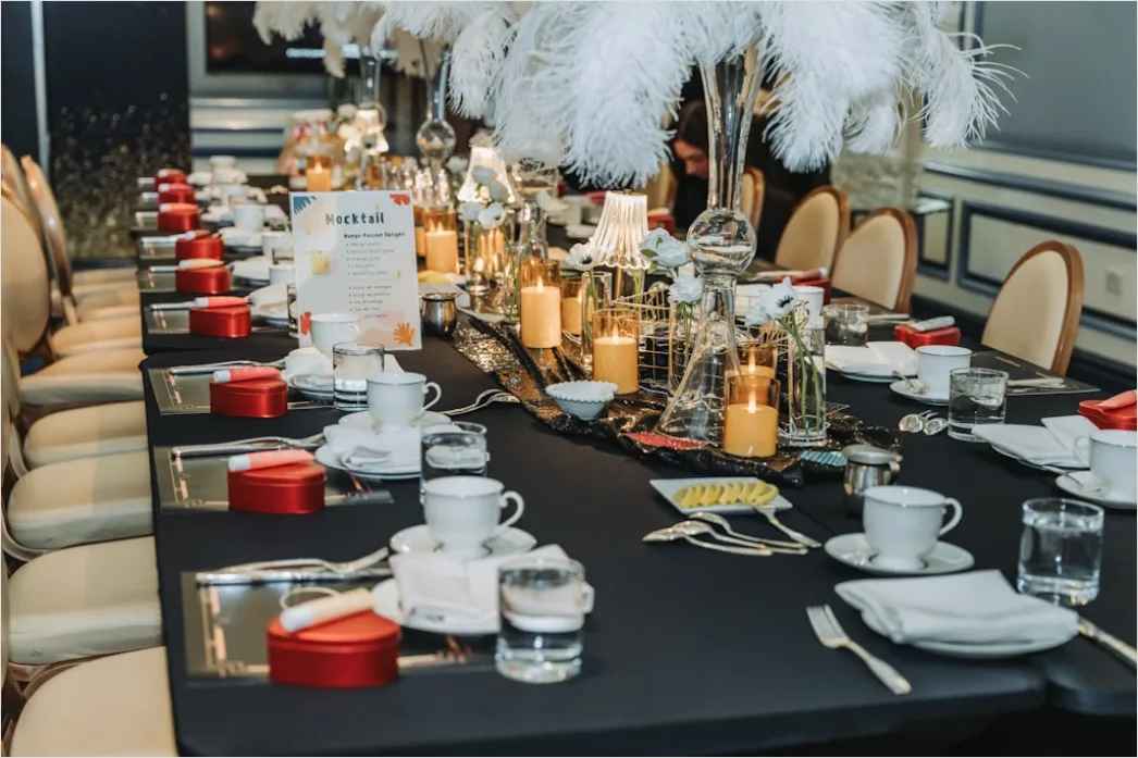 Detail Corporate Gala Abend Elegant Dekoration Tisch Number 14