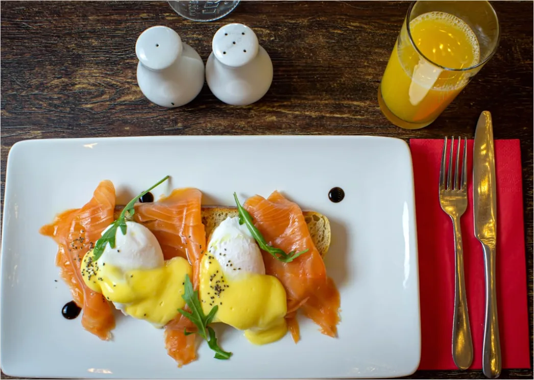 Detail Eggs Benedict Frühstück Nahaufnahme Elegant Number 16