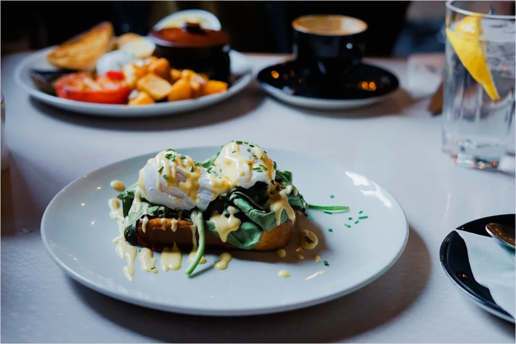 Detail Eggs Benedict Frühstück Nahaufnahme Elegant Number 18