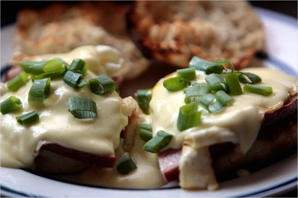 Detail Eggs Benedict Frühstück Nahaufnahme Elegant Number 20