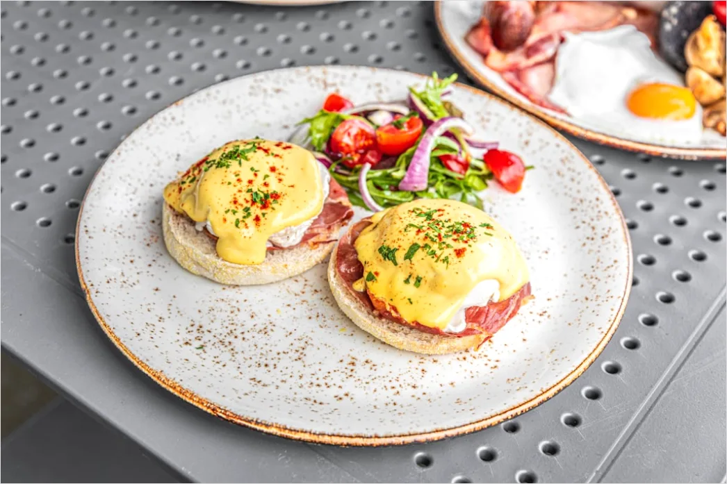 Detail Eggs Benedict Frühstück Nahaufnahme Elegant Number 3