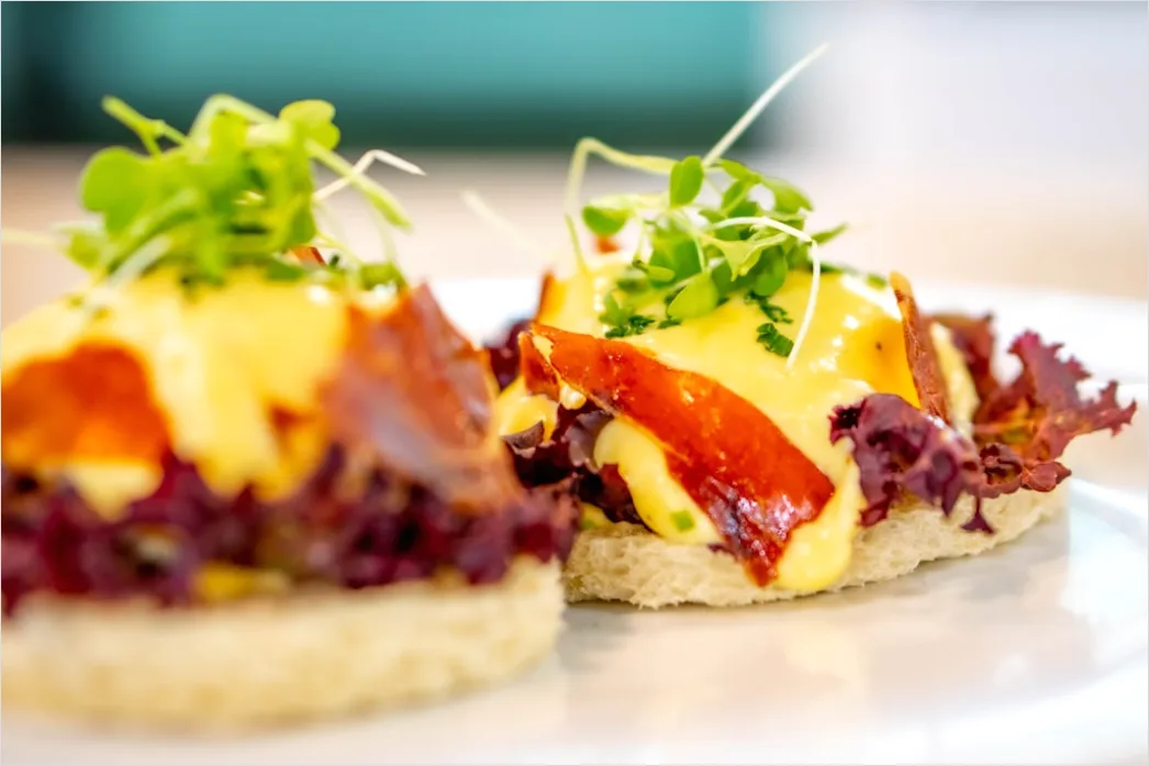 Detail Eggs Benedict Frühstück Nahaufnahme Elegant Number 4