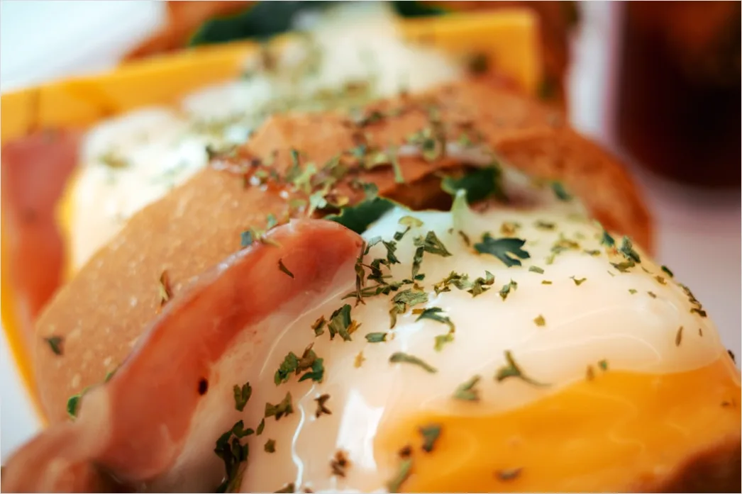 Detail Eggs Benedict Frühstück Nahaufnahme Elegant Number 8