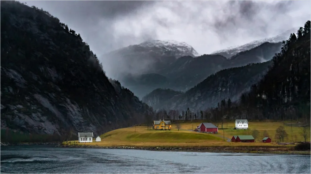Fjord Norwegen Dramatisch Wasser Berge Fa1b