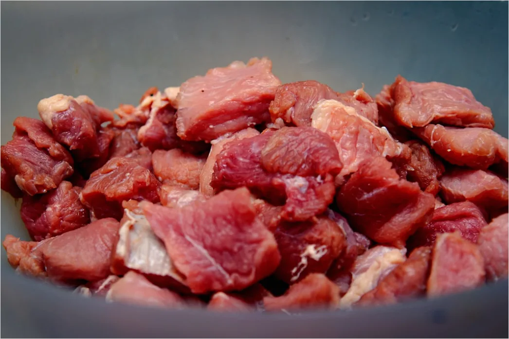 Fleisch Mariniert Zubereitung Nahaufnahme Dd1a