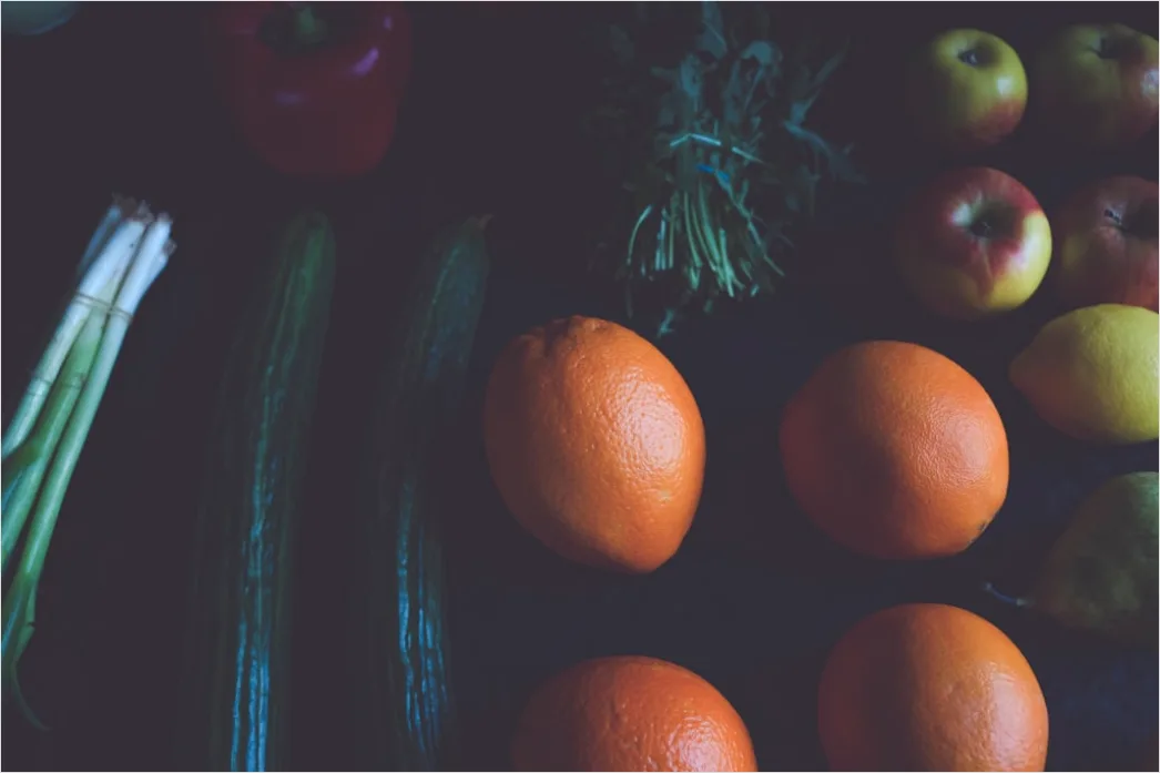 Detail Food Flatlay Gesund Obst Gemüse Bunt Number 19