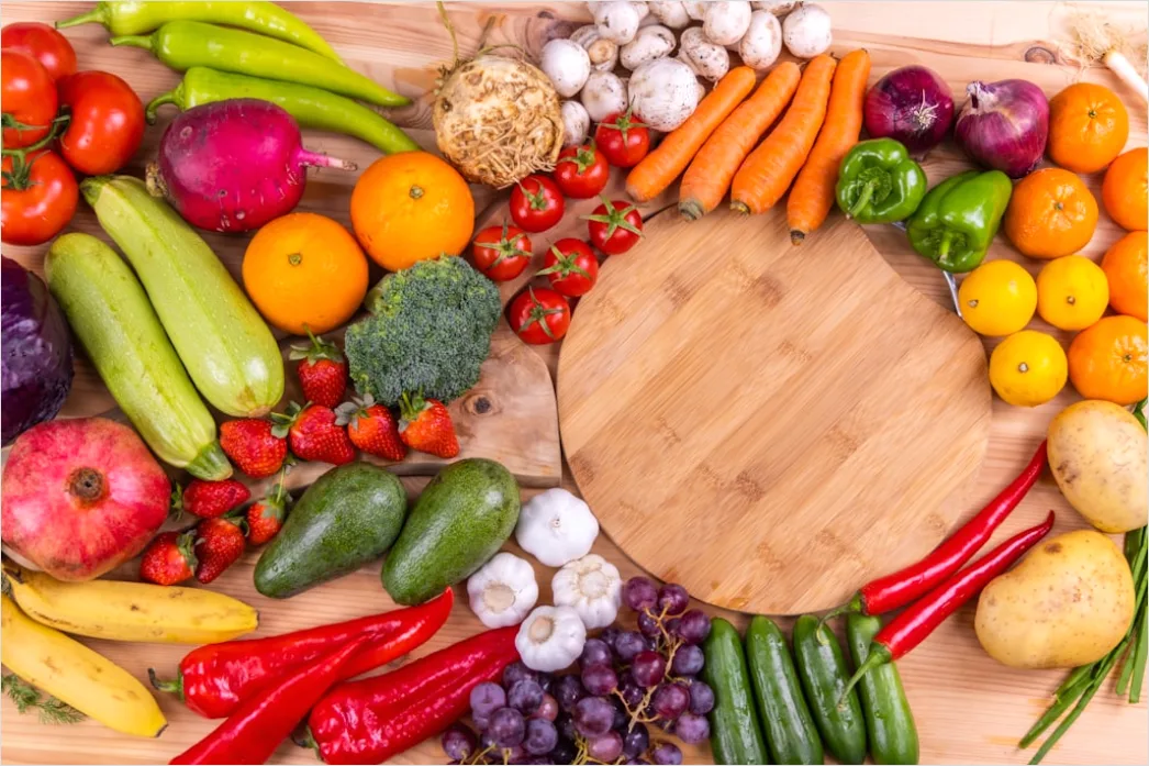 Detail Food Flatlay Gesund Obst Gemüse Bunt Number 4