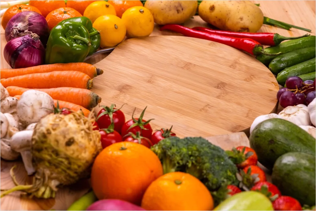 Detail Food Flatlay Gesund Obst Gemüse Bunt Number 9
