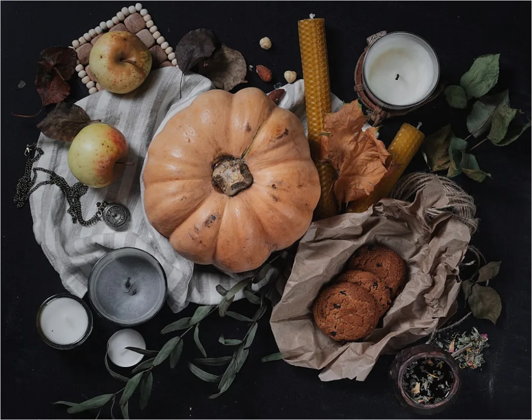 Detail Food Flatlay Herbst Kürbis Gewürze Number 2