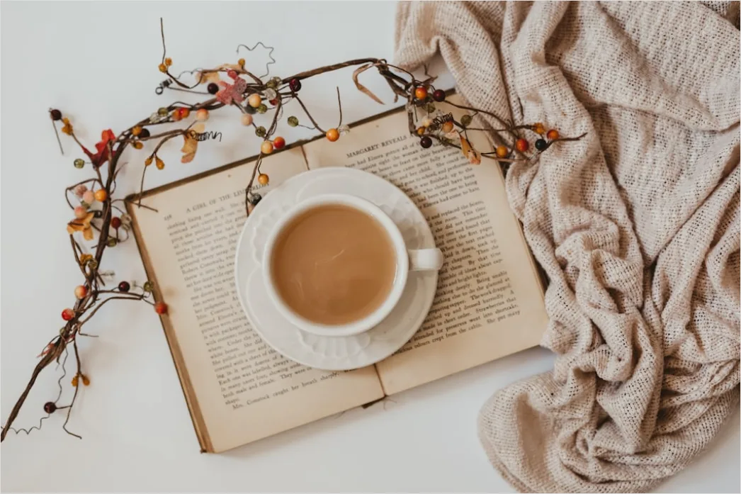 Food Flatlay Kaffee Buch Herbst Stimmung A249