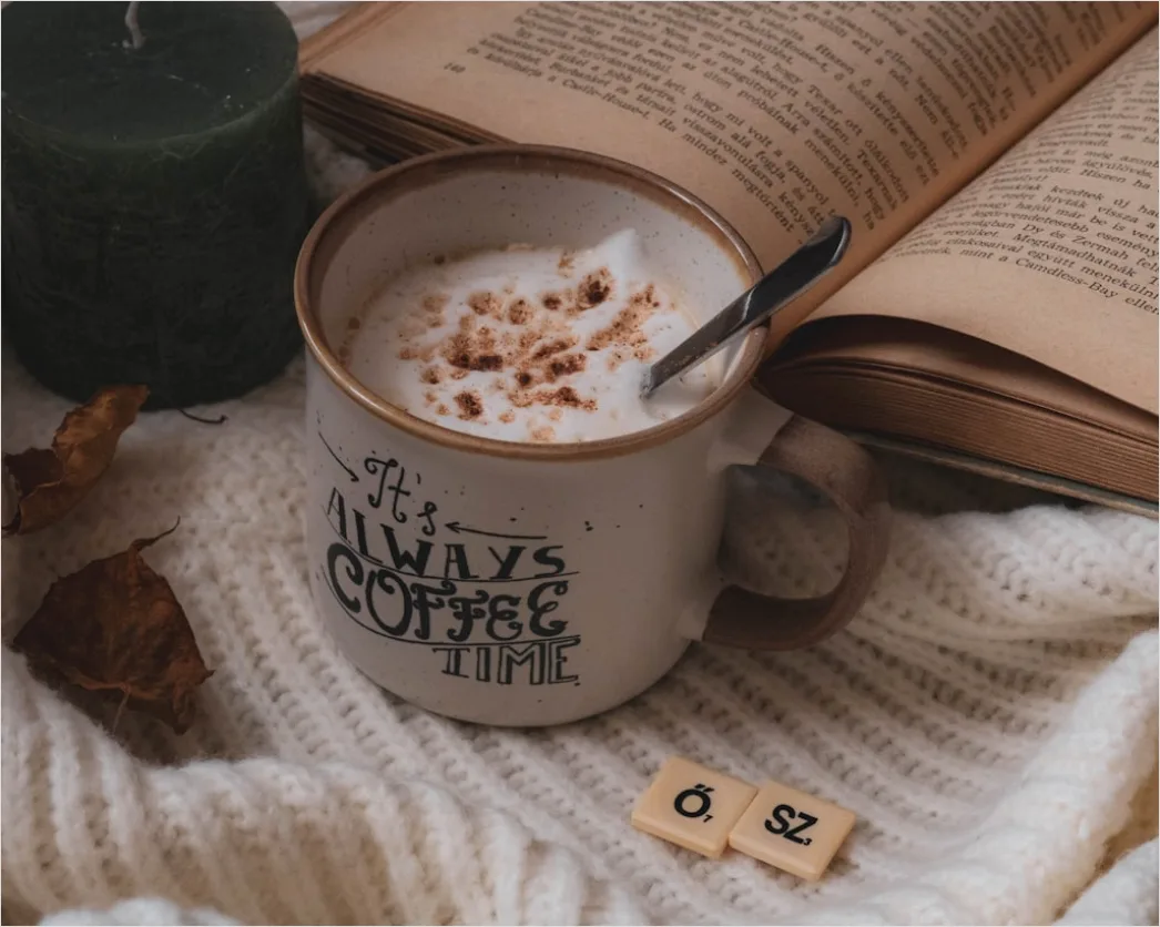 Detail Food Flatlay Kaffee Buch Herbst Stimmung Number 3