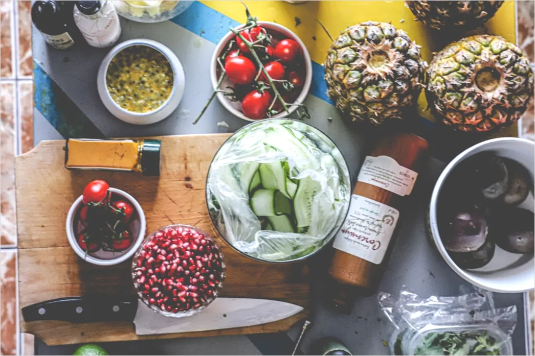 Food Flatlay Mediterran Zutaten Draufsicht 168b