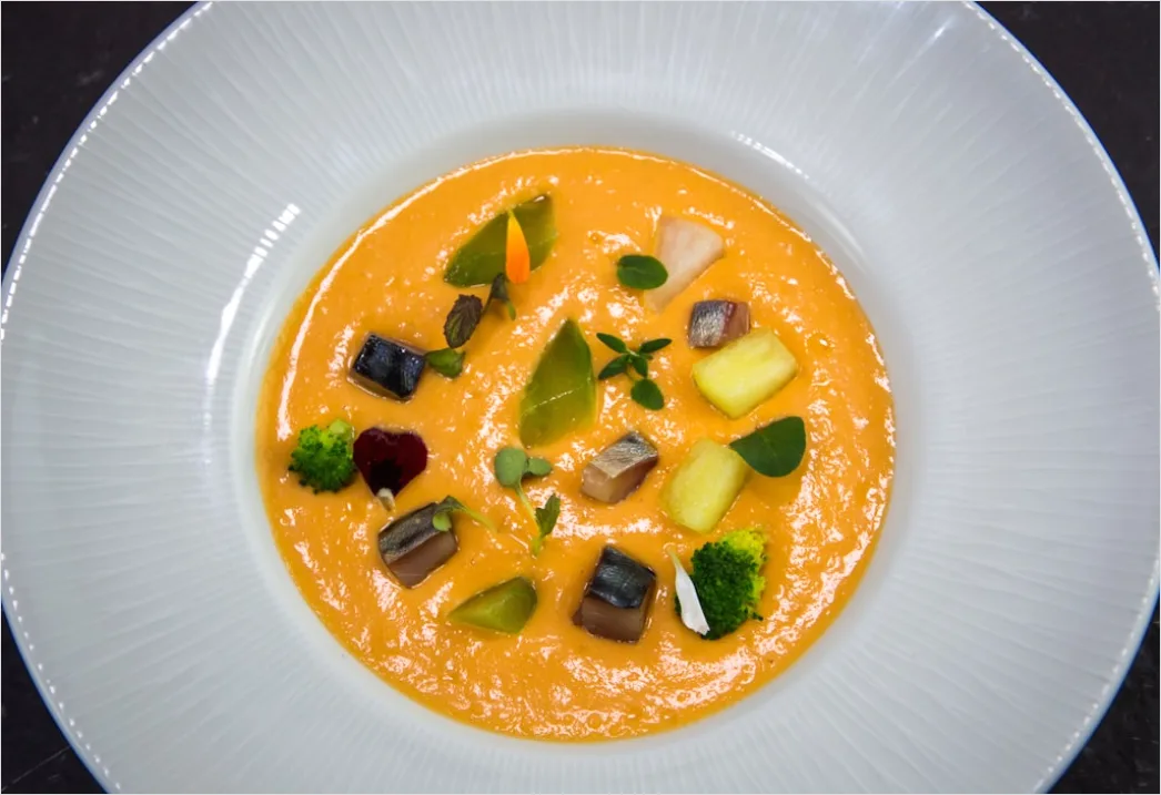 Detail Gazpacho Suppe Teller Nahaufnahme Kalt Number 2