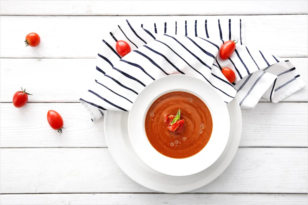Detail Gazpacho Suppe Teller Nahaufnahme Kalt Number 3