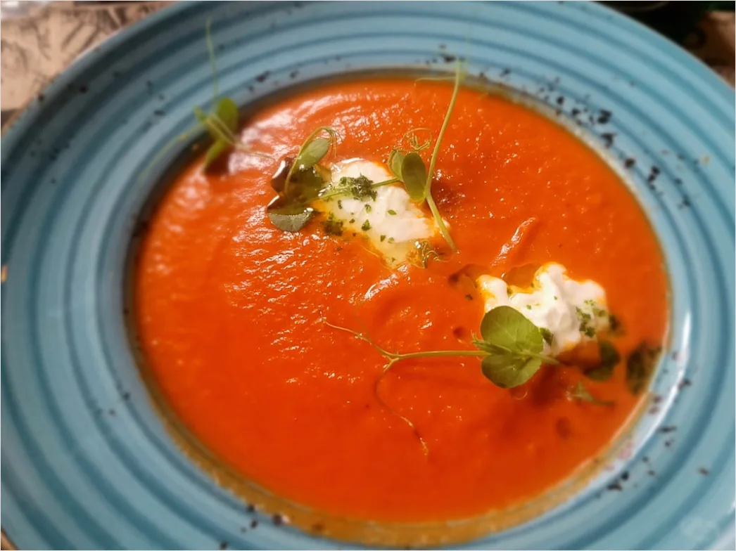 Detail Gazpacho Suppe Teller Nahaufnahme Kalt Number 4