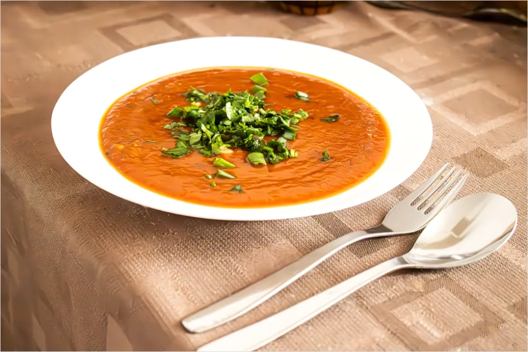 Detail Gazpacho Suppe Teller Nahaufnahme Kalt Number 8
