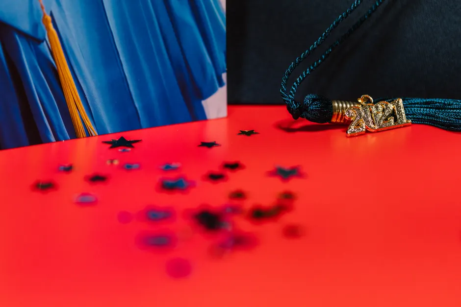 Detail Graduierung Dekoration Gold Blau Feier Number 13
