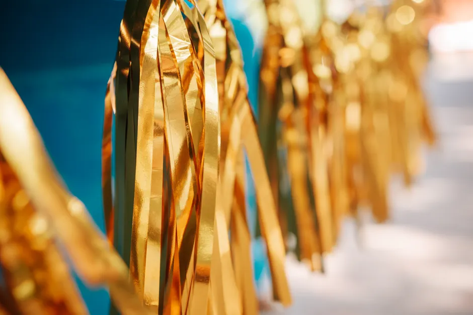 Detail Graduierung Dekoration Gold Blau Feier Number 9