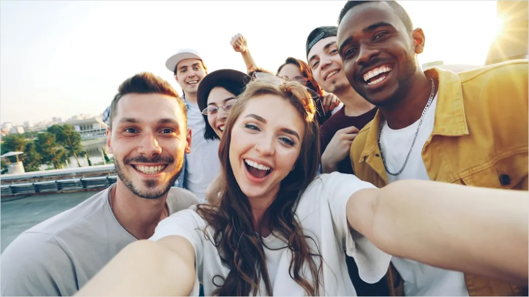 Detail Graduierung Gruppe Selfie Lachen Outdoor Number 20