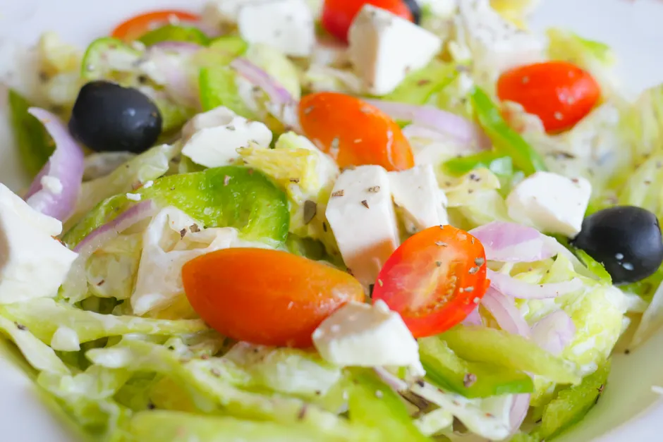 Detail Griechischer Salat Teller Nahaufnahme Bunt Number 11