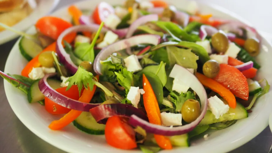 Detail Griechischer Salat Teller Nahaufnahme Bunt Number 12