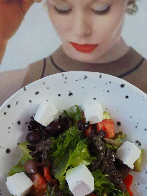 Detail Griechischer Salat Teller Nahaufnahme Bunt Number 14