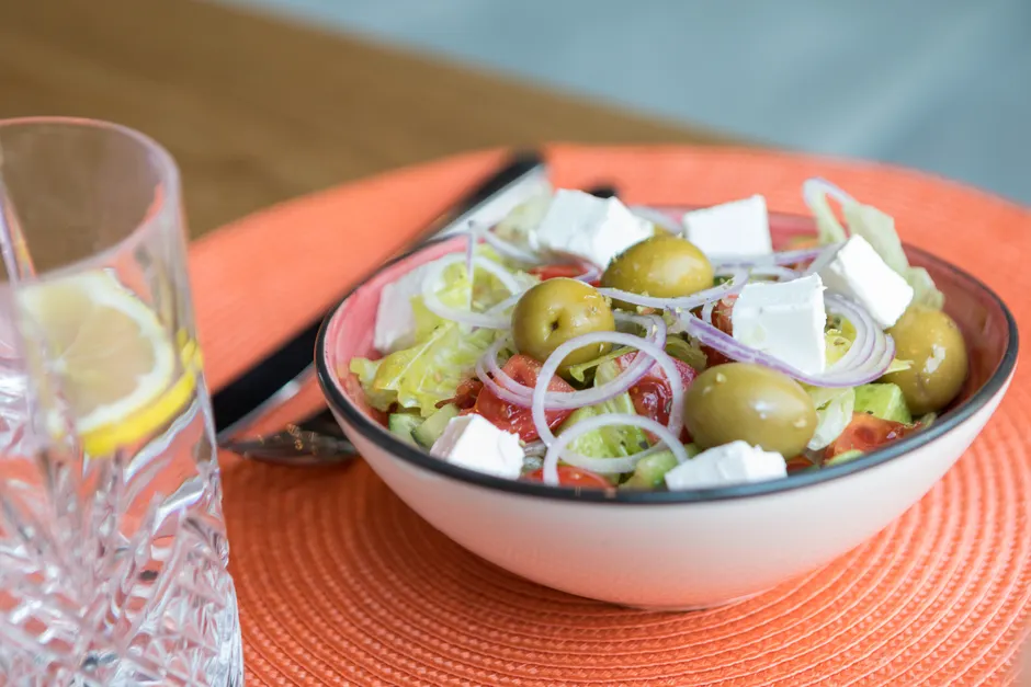 Detail Griechischer Salat Teller Nahaufnahme Bunt Number 6