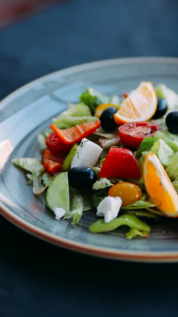 Detail Griechischer Salat Teller Nahaufnahme Bunt Number 7