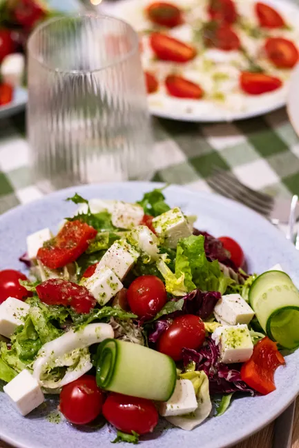 Detail Griechischer Salat Teller Nahaufnahme Bunt Number 10