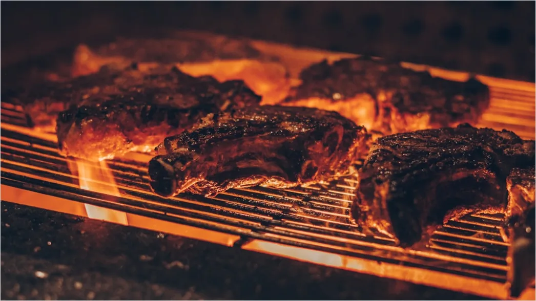 Grill Bbq Fleisch Kohle Nahaufnahme Rauch 649d