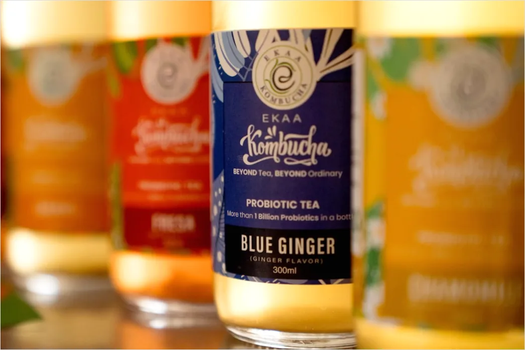 Detail Kombucha Flasche Glas Nahaufnahme Trendy Number 14