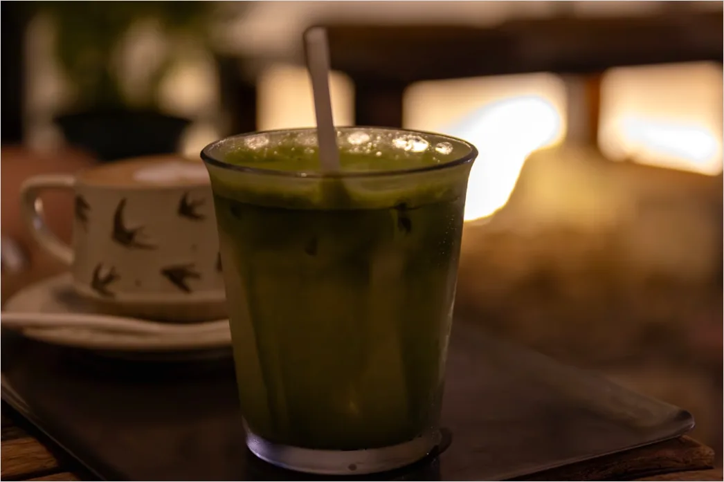 Detail Matcha Latte Tasse Nahaufnahme Grün Number 19