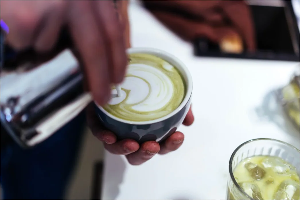 Detail Matcha Latte Tasse Nahaufnahme Grün Number 9